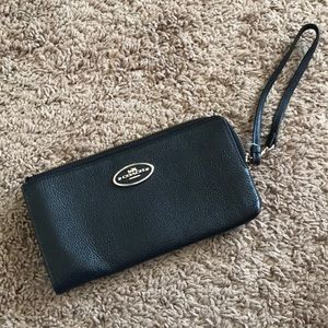 Coach, black leather wristlet